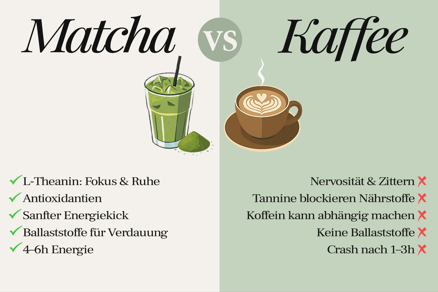 Matcha vs. Kaffee: Warum Matcha die gesündere Wahl ist