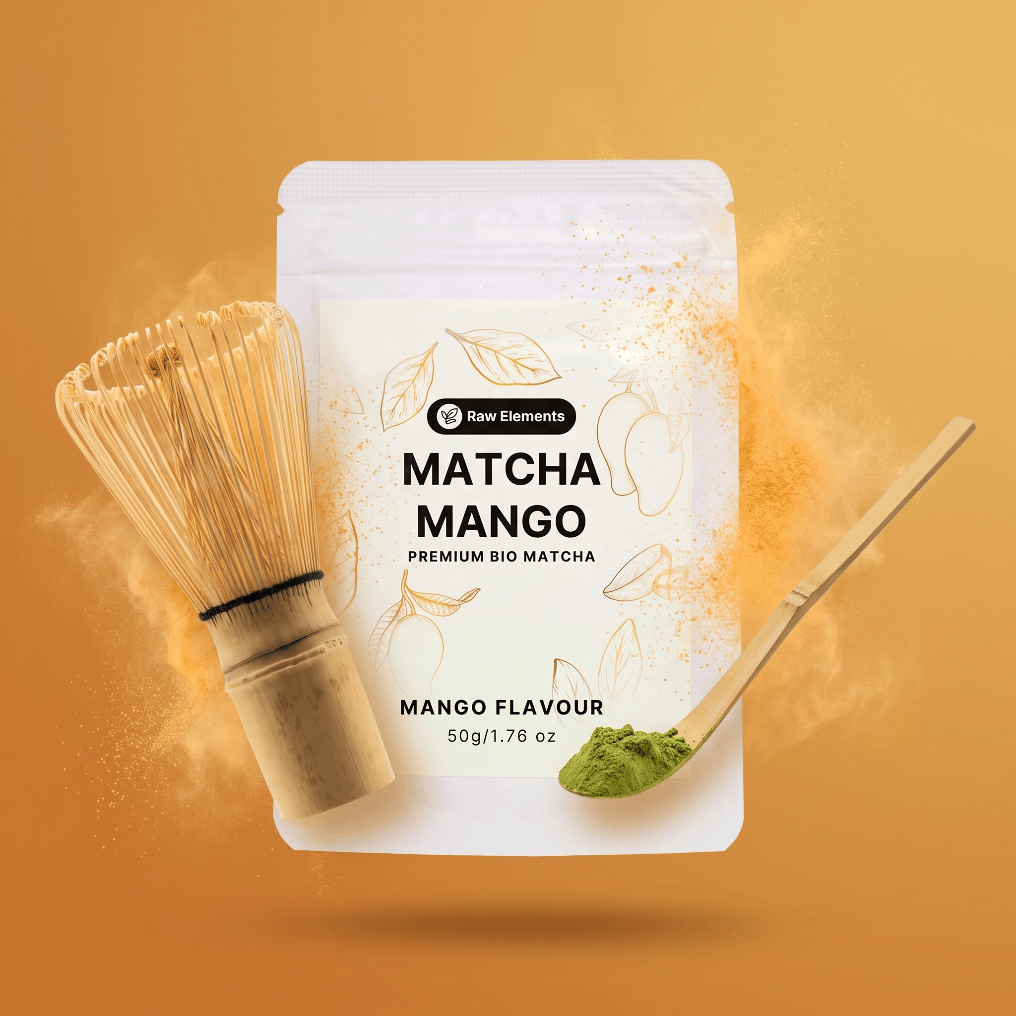 Mango Matcha Starter Set – Bio Matcha mit gratis Bambusbesen und Löffel
