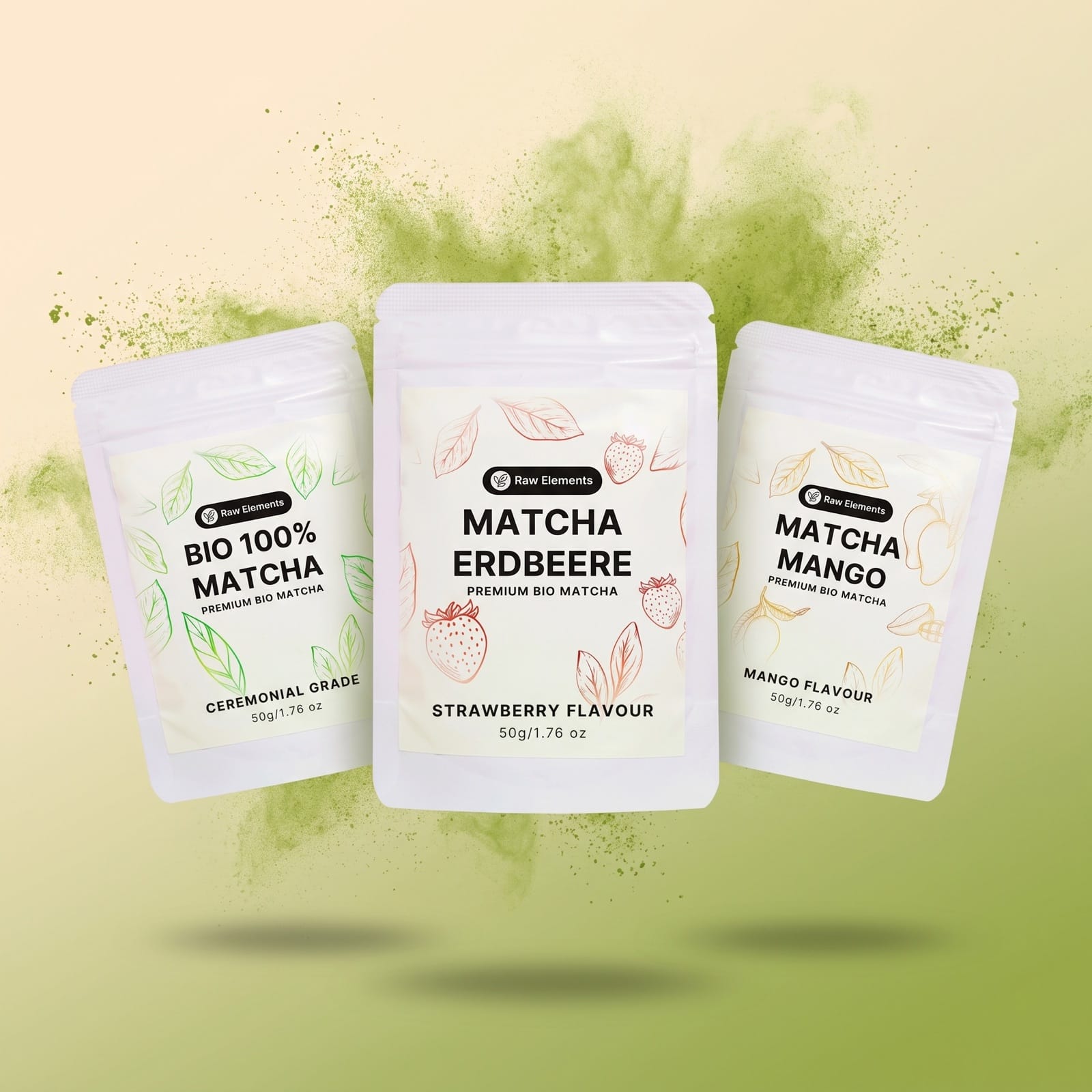 Matcha Bestseller Set – Bio Matcha, Erdbeere & Mango im Set, vegan & ohne Zuckerzusatz