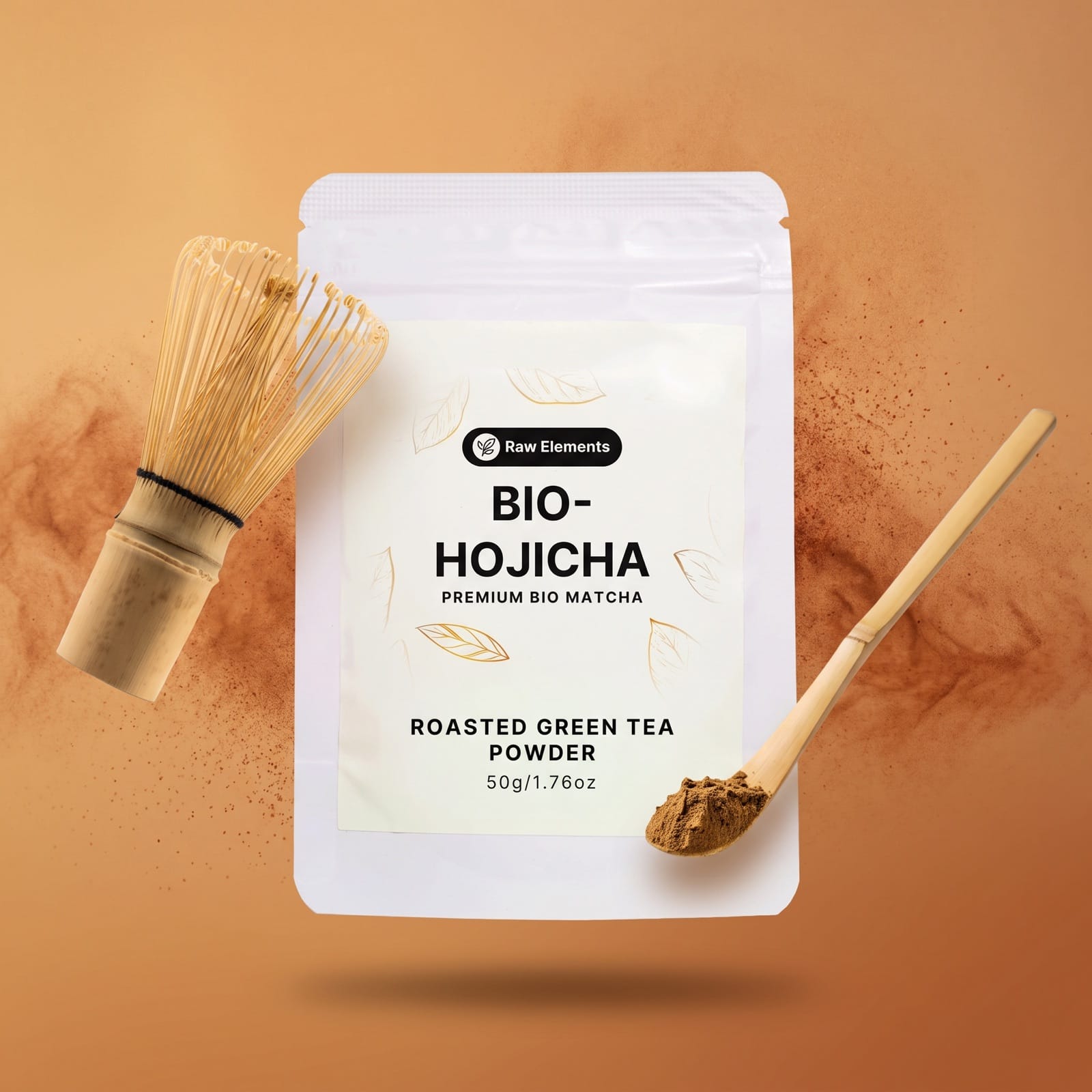 Hojicha Starter Set – Bio gerösteter Grüntee mit gratis Bambusbesen & Löffel