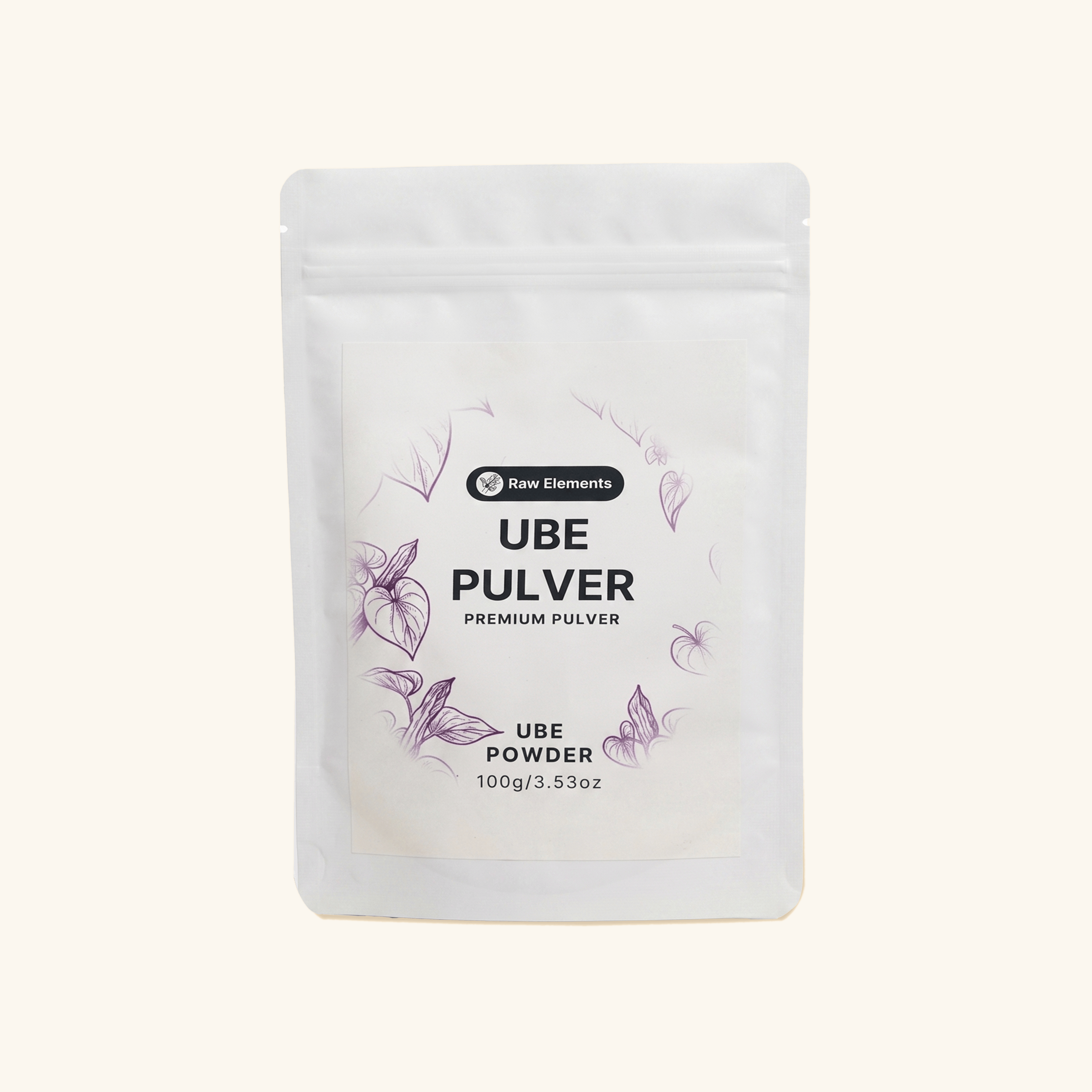 Ube Pulver 100g Verpackung – Raw Elements