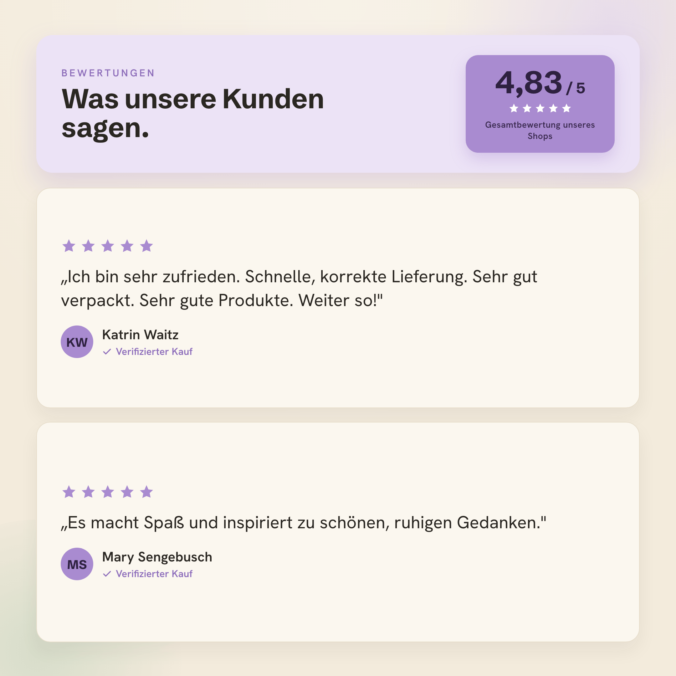 Kundenbewertungen 4,83 von 5